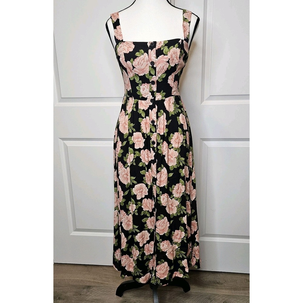 Reformation Saltillo Midi Dress‎ Size 0 Rosalia Rose Pink Floral Cottagecore - Picture 2 of 10